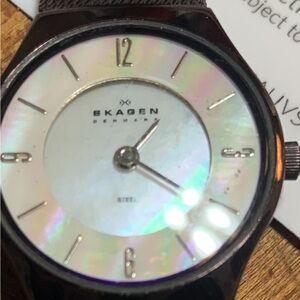 Skagen Silver and Black Watch with Minimalist Design
